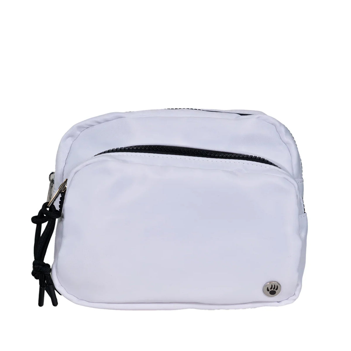 SQUARE DOUBLE ZIP WAIST BAG/SLING WHITE/BLACK